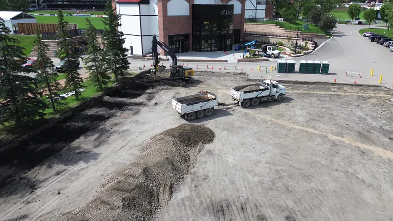 Excavation and site preparation for a Calgary asphalt paving project