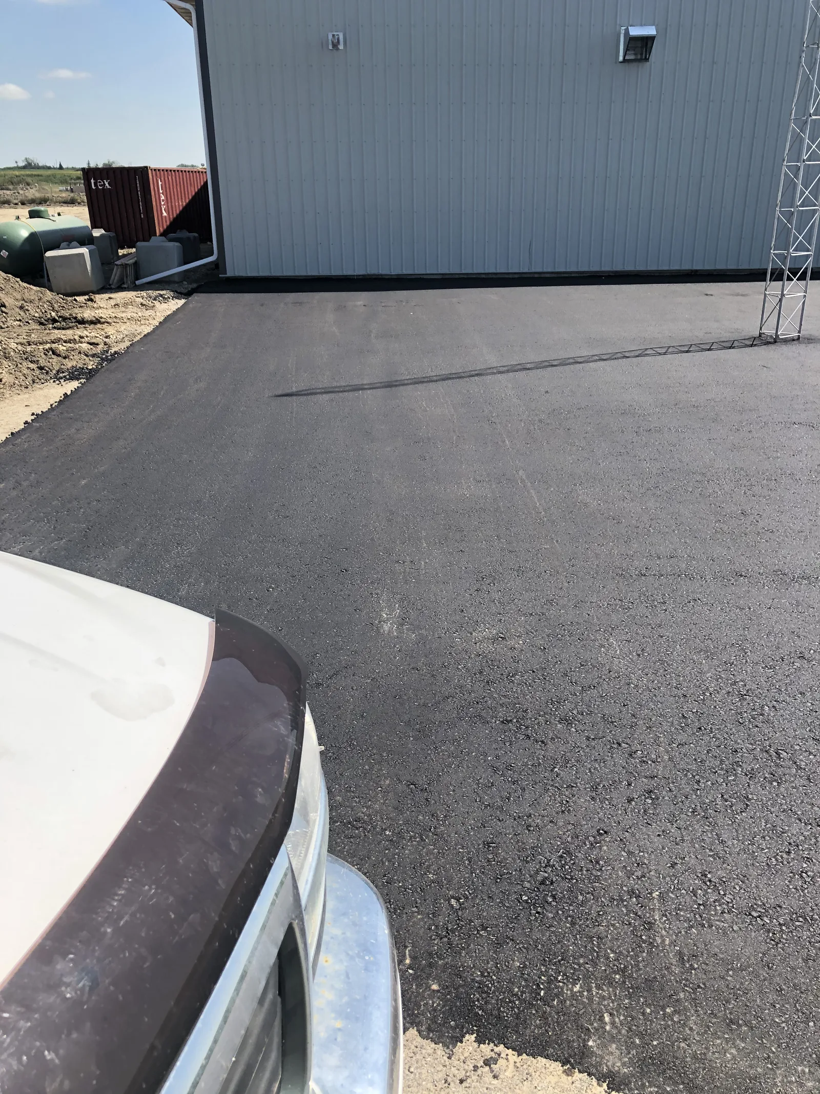 Finished asphalt at industrial property
